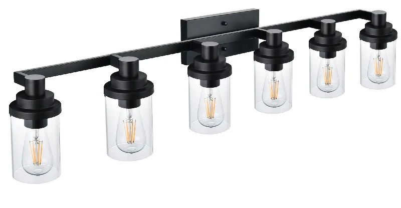 Track lighting with frosted glass shadesMELUCEE 6-Light Vanity Lighting Fixtures, Farmhouse Bathroom Light Fixtures in Matte Black Finish with Clear Glass Shade, Modern Bathroom Lights Over Mirror, E26 Base Track lighting with frosted glass shadesMELUCEE 6-Light Vanity Lighting Fixtures, Farmhouse Bathroom Light Fixtures in Matte Black Finish with Clear Glass Shade, Modern Bathroom Lights Over Mirror, E26 Base