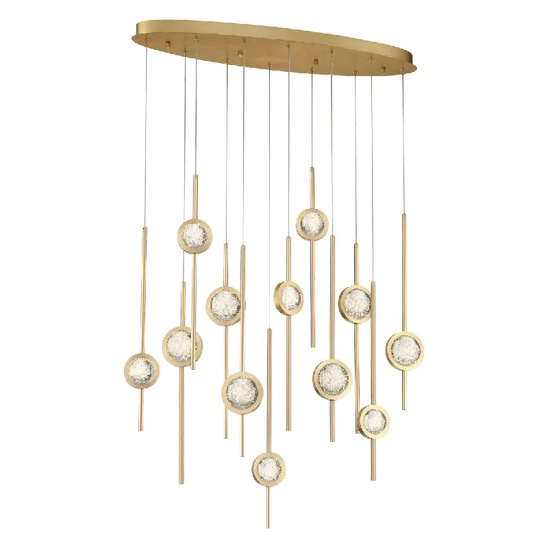 Energy - efficient track lighting fixturesEurofase 39466-020 BARLETTA 38" Oval 12 Light LED Chandelier Brass