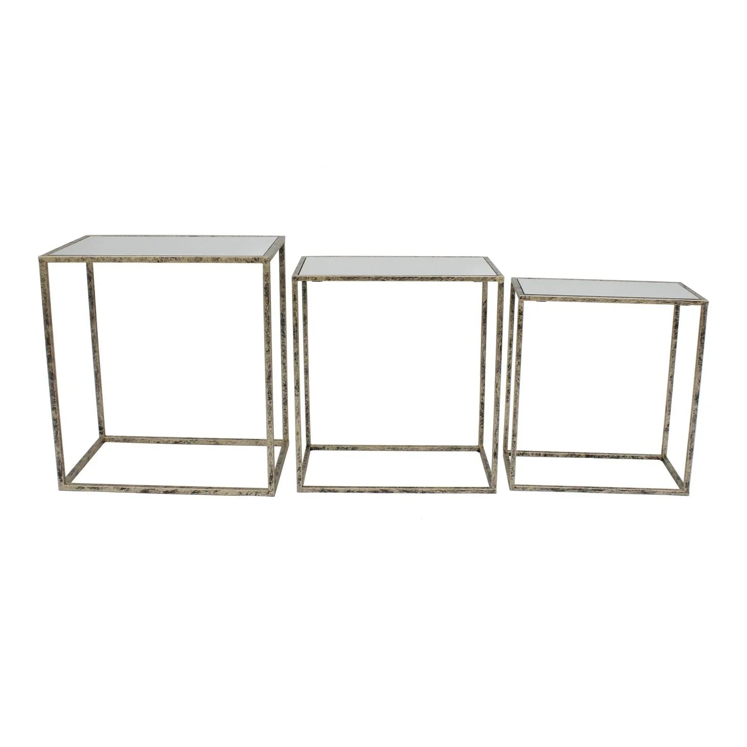 Track lighting with a chunky, bold designIrma Set of 3 Tables - Antique Gold & Mirror/Marble Top Finish Track lighting with a chunky, bold designIrma Set of 3 Tables - Antique Gold & Mirror/Marble Top Finish