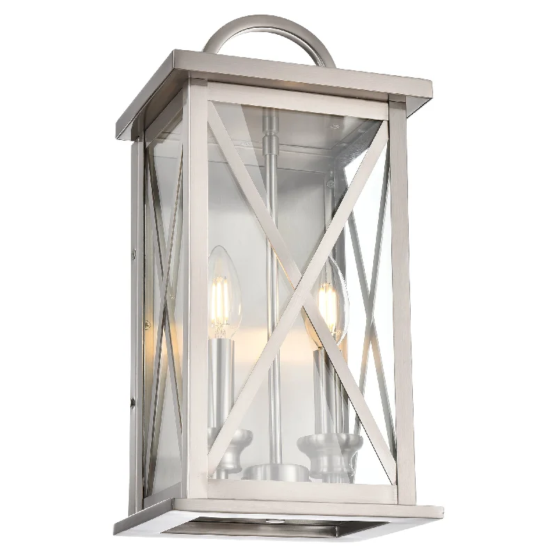 Track lighting with multiple heads for flexibilityMELUCEE Outdoor Wall Lantern 2-Light Exterior Light Fixtures Wall Mount in Brushed Nickel Finish Track lighting with multiple heads for flexibilityMELUCEE Outdoor Wall Lantern 2-Light Exterior Light Fixtures Wall Mount in Brushed Nickel Finish