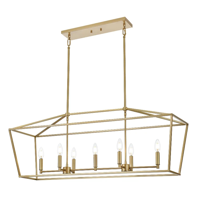 Track lighting for illuminating walkwaysMELUCEE 7-Light Kitchen Island Lighting Black/Gold Chandelier Linear Dining Room Light Fixtures Ceiling Hanging Rectangle