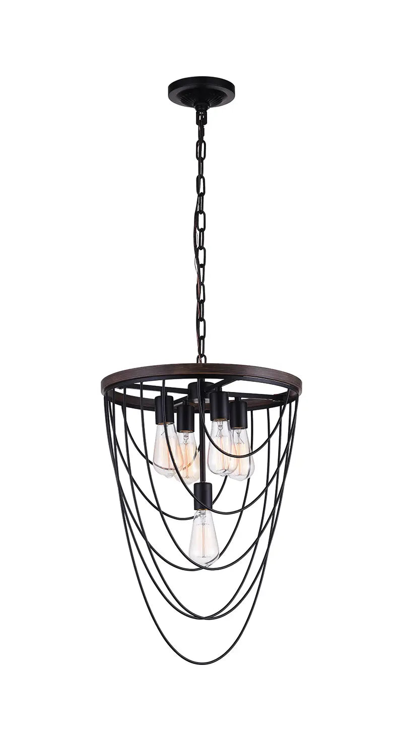 Track lighting with colored glass accentsGala 5-Light Chandelier in Rustic Black