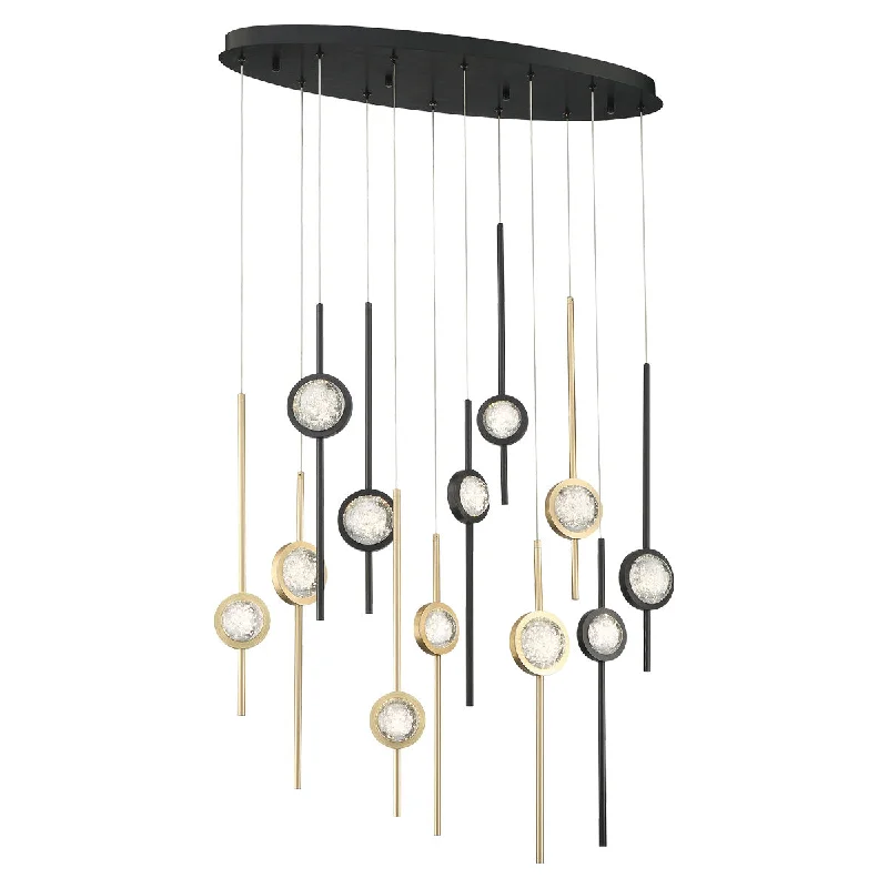 Track lighting with a minimalist track designEurofase 39466-037 BARLETTA 38" Oval 12 Light LED Chandelier Brass/Black Track lighting with a minimalist track designEurofase 39466-037 BARLETTA 38" Oval 12 Light LED Chandelier Brass/Black