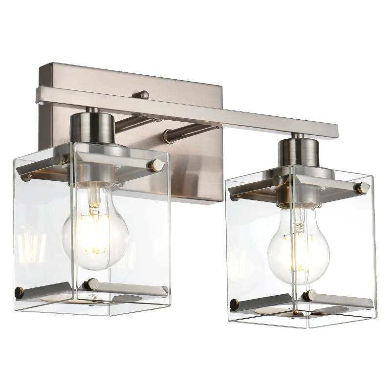 High - lumen track lighting for bright spacesMELUCEE 2-Light Wall Sconces, Modern Brushed Nickel Vanity Light Fixtures with Rectangular Clear Glass Shade High - lumen track lighting for bright spacesMELUCEE 2-Light Wall Sconces, Modern Brushed Nickel Vanity Light Fixtures with Rectangular Clear Glass Shade