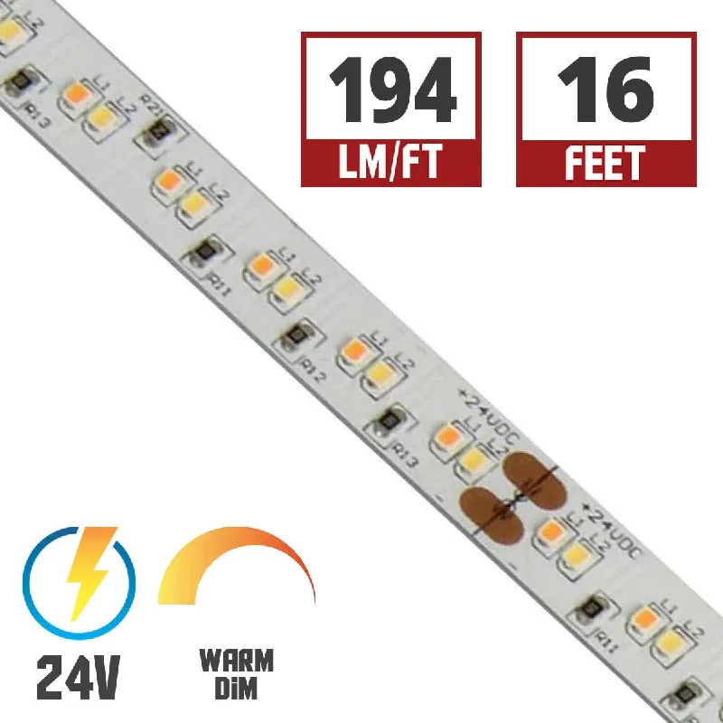 Industrial Emergency Lighting for Safety in FactoriesLTR-S Spec LED Strip Light, 16ft Reel, Dim to Warm 3500K to 1800K, 194 Lumens per Ft, 24V Industrial Emergency Lighting for Safety in FactoriesLTR-S Spec LED Strip Light, 16ft Reel, Dim to Warm 3500K to 1800K, 194 Lumens per Ft, 24V