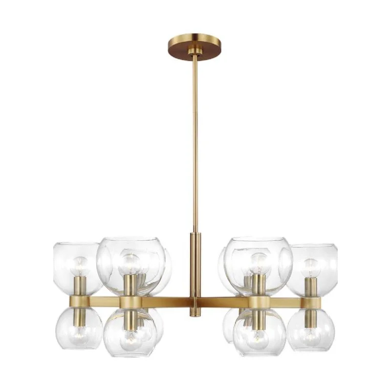 Dust - Resistant Industrial Lighting for Dirty WorkspacesLondyn 28 in. 12 Lights Chandelier Brushed Brass finish Clear Shade Dust - Resistant Industrial Lighting for Dirty WorkspacesLondyn 28 in. 12 Lights Chandelier Brushed Brass finish Clear Shade