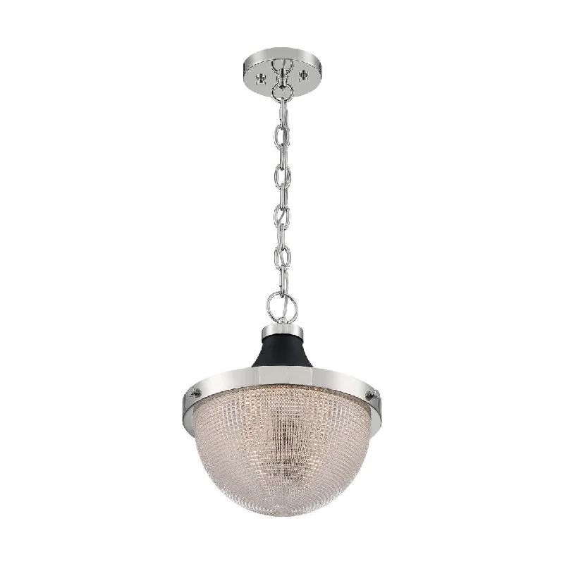 Track lighting with multiple heads for flexibilityNuvo 60-7070 Faro Large Pendant with Clear Prismatic Glass - Polished Nickel and Black Accents Track lighting with multiple heads for flexibilityNuvo 60-7070 Faro Large Pendant with Clear Prismatic Glass - Polished Nickel and Black Accents