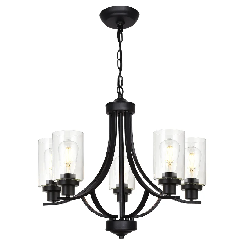 Track lighting for photography studiosMELUCEE 5-Light Chandelier with Clear Glass Shade, Brushed Nickel/Black/Oil Rubbed Bronze