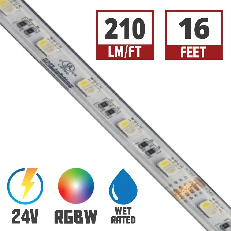 Industrial Lighting for Automotive Manufacturing PlantsLTR-S Spec Wet Location LED Strip Light, 16ft Reel, Color Changing RGB + 3000K, 210 Lumens per Ft, 24V