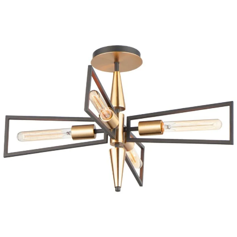 Energy - Efficient Industrial Lighting for Cost - SavingsWings 25 in. 4 Lights Semi Flush Mount Light Brass finish Energy - Efficient Industrial Lighting for Cost - SavingsWings 25 in. 4 Lights Semi Flush Mount Light Brass finish