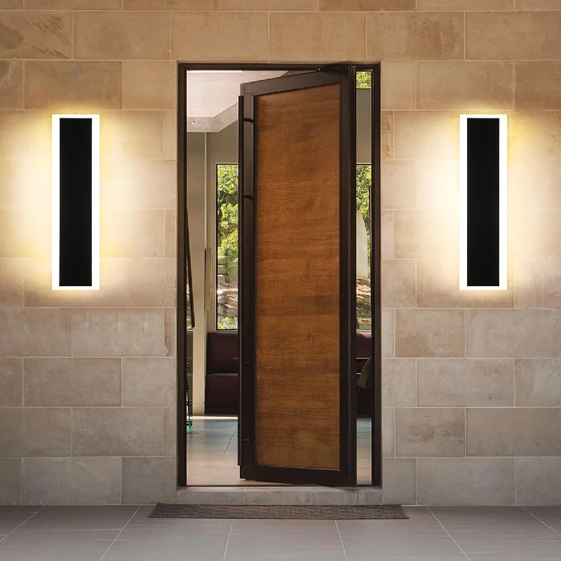 Modern track lighting with LED bulbsMELUCEE 2pcs 24in Dimmable LED Long Outdoor Wall Sconce IP65 Waterproof for Patio Garden Garage Front Door, 3000K-6000K