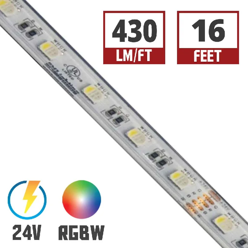 Industrial Pendant Lighting for Machine ShopsLTR-S Spec LED Strip Light, 16ft Reel, Color Changing RGB + 3000K, 430 Lumens per Ft, 24V Industrial Pendant Lighting for Machine ShopsLTR-S Spec LED Strip Light, 16ft Reel, Color Changing RGB + 3000K, 430 Lumens per Ft, 24V