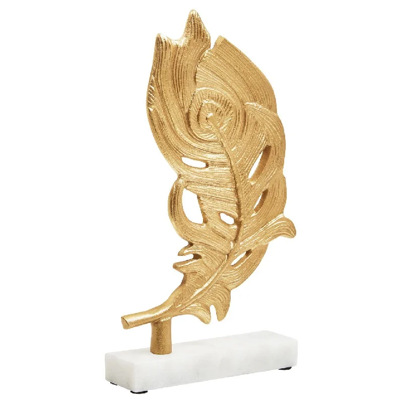 Energy - efficient track lighting fixturesEzra Peacock Feather on White Marble Base - Gold Finish Energy - efficient track lighting fixturesEzra Peacock Feather on White Marble Base - Gold Finish