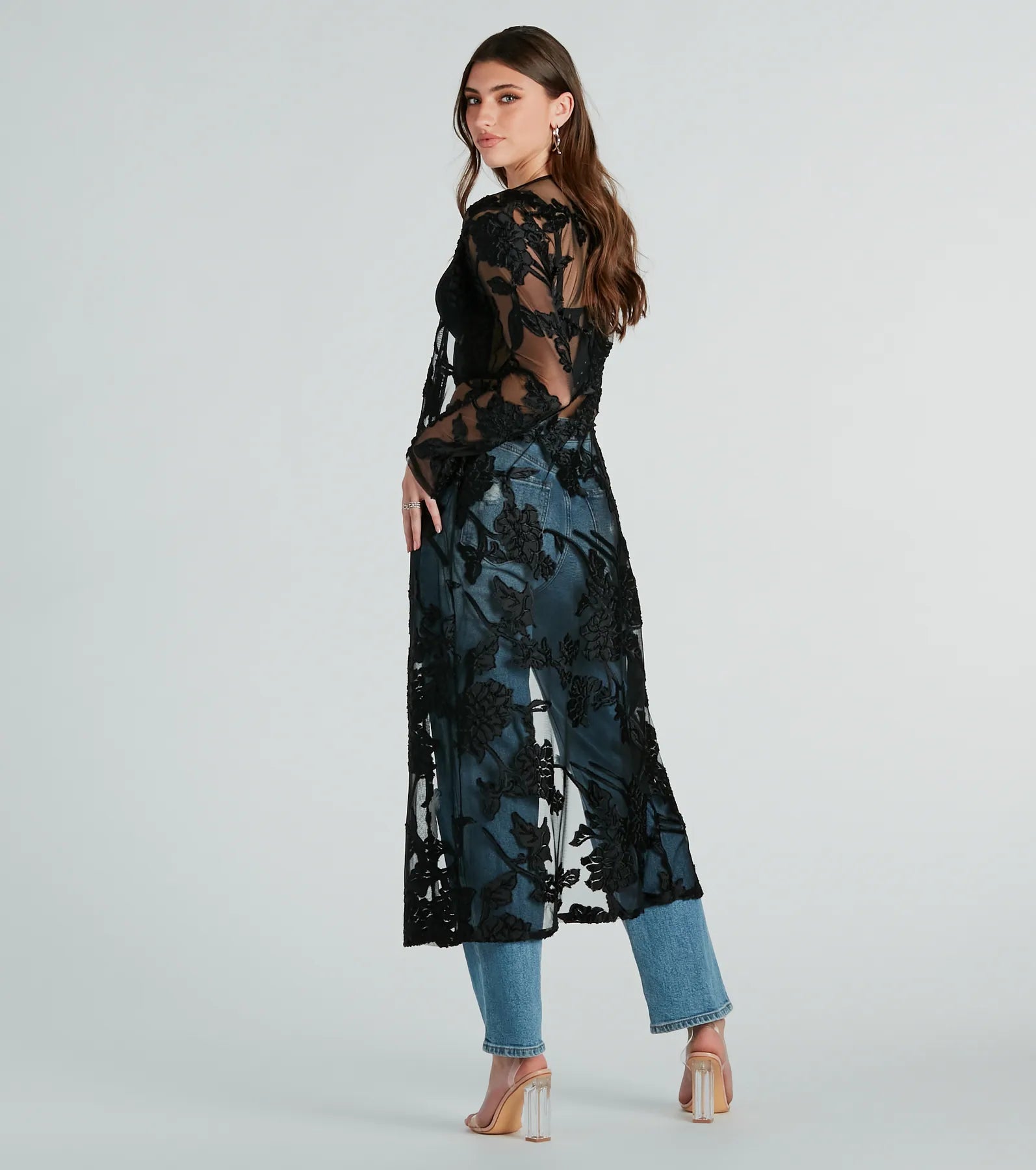 From The Garden Floral Embroidered Long Duster