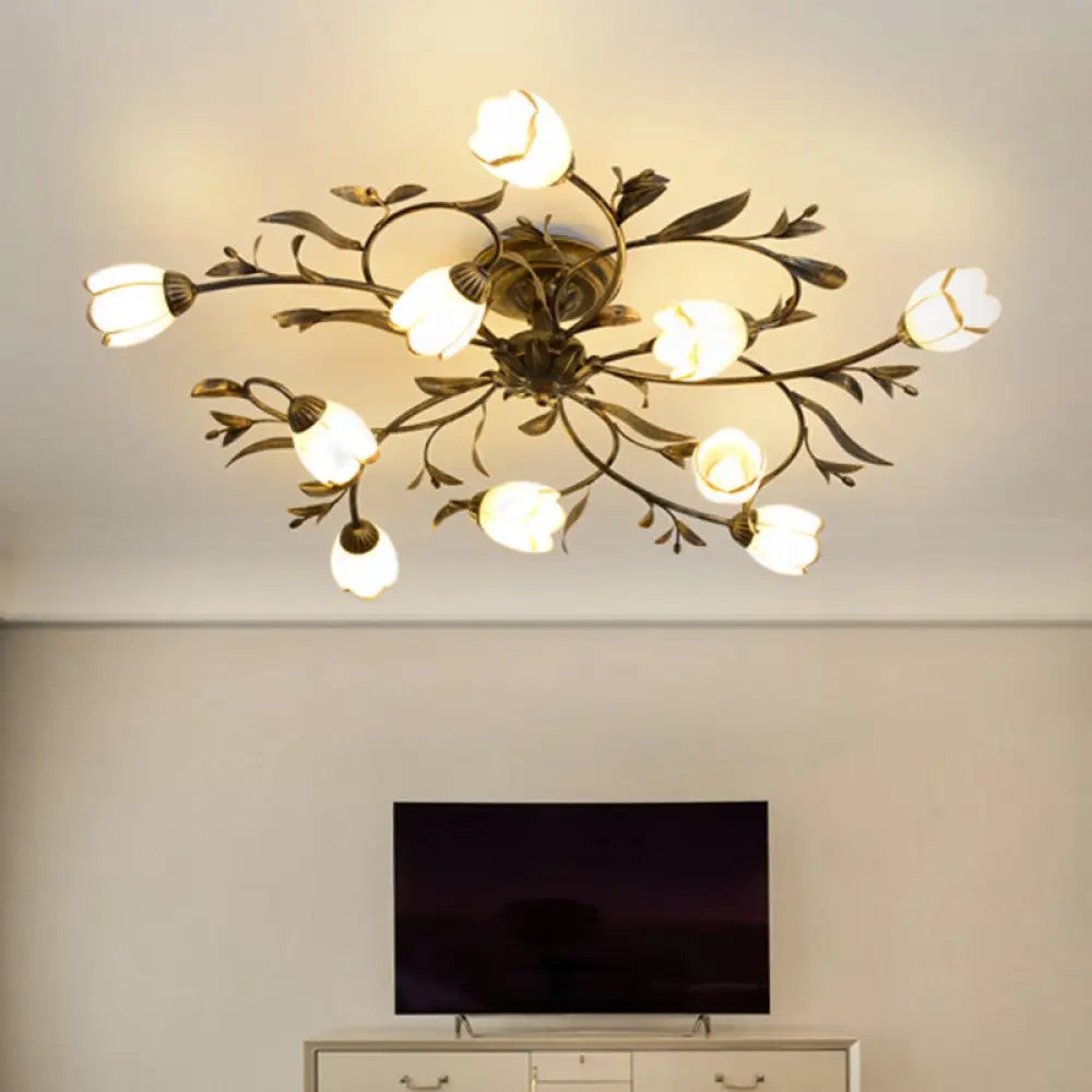 Chandeliers with Metal Frames in Copper FinishChandeliers with Metal Frames in Copper FinishRustic Brass Blossom Opal Glass Semi-Flush Mount Ceiling Light for Dining Room Chandeliers with Metal Frames in Copper FinishChandeliers with Metal Frames in Copper FinishRustic Brass Blossom Opal Glass Semi-Flush Mount Ceiling Light for Dining Room