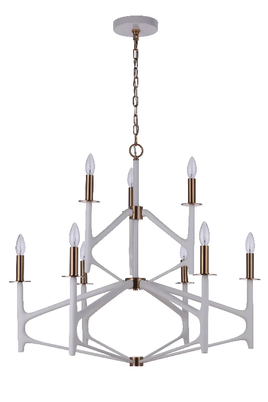 Large Chandeliers for Grand Halls and FoyersLarge Chandeliers for Grand Halls and FoyersThe Reserve 9 Light 2-Tier Chandelier in Matte White/Satin Brass Large Chandeliers for Grand Halls and FoyersLarge Chandeliers for Grand Halls and FoyersThe Reserve 9 Light 2-Tier Chandelier in Matte White/Satin Brass