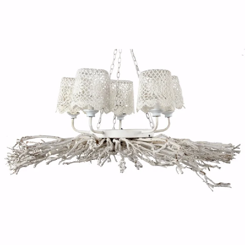 Industrial Iron Chandeliers for Loft - Inspired SpacesIndustrial Iron Chandeliers for Loft - Inspired SpacesBenzara Appealing 5 Light Shaded Chandelier, White Industrial Iron Chandeliers for Loft - Inspired SpacesIndustrial Iron Chandeliers for Loft - Inspired SpacesBenzara Appealing 5 Light Shaded Chandelier, White
