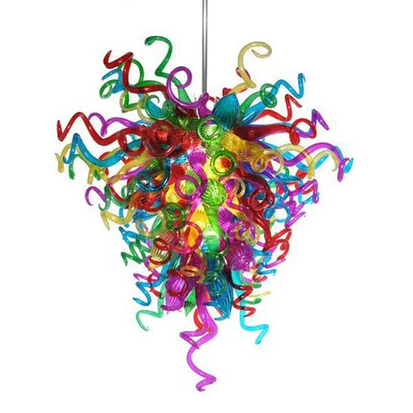 Chandeliers with Frosted Glass for a Softer Light DiffusionChandeliers with Frosted Glass for a Softer Light DiffusionBlown Glass Chandelier Colorful Chihuly Style