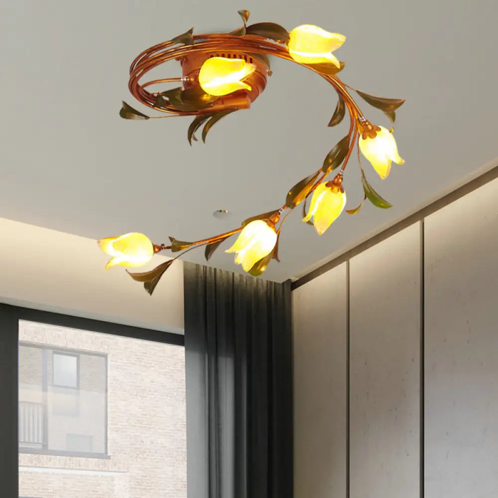 Chandeliers with Frosted Glass for a Softer Light DiffusionChandeliers with Frosted Glass for a Softer Light DiffusionRustic Yellow Glass Twist Ceiling Light Fixture - 6-Light Brass Semi-Flush Mount for Bedrooms Chandeliers with Frosted Glass for a Softer Light DiffusionChandeliers with Frosted Glass for a Softer Light DiffusionRustic Yellow Glass Twist Ceiling Light Fixture - 6-Light Brass Semi-Flush Mount for Bedrooms