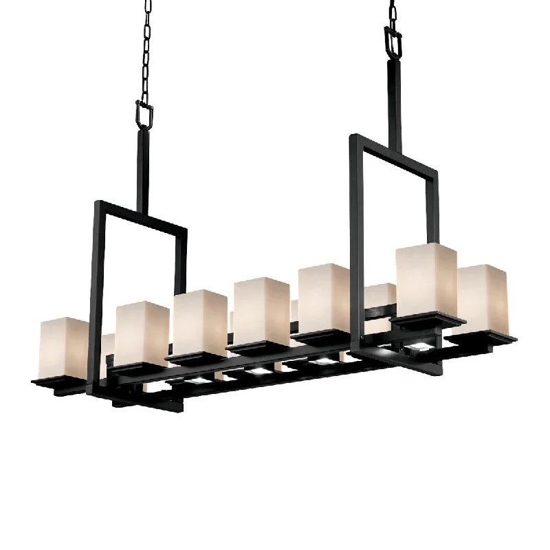 Chandeliers with Clear Crystal for a Sparkling EffectChandeliers with Clear Crystal for a Sparkling EffectFusion Montana Matte Black Bridge Chandelier (Tall), Opal Square w/ Flat Rim Shade Chandeliers with Clear Crystal for a Sparkling EffectChandeliers with Clear Crystal for a Sparkling EffectFusion Montana Matte Black Bridge Chandelier (Tall), Opal Square w/ Flat Rim Shade