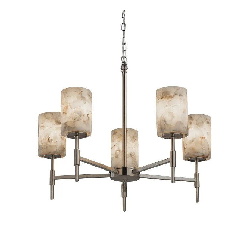 Minimalist Chandeliers for Sleek and Simple InteriorsMinimalist Chandeliers for Sleek and Simple InteriorsJustice Design Alabaster Rocks Union 5-light Brushed Nickel Chandelier, Cylinder - Flat Rim Shade