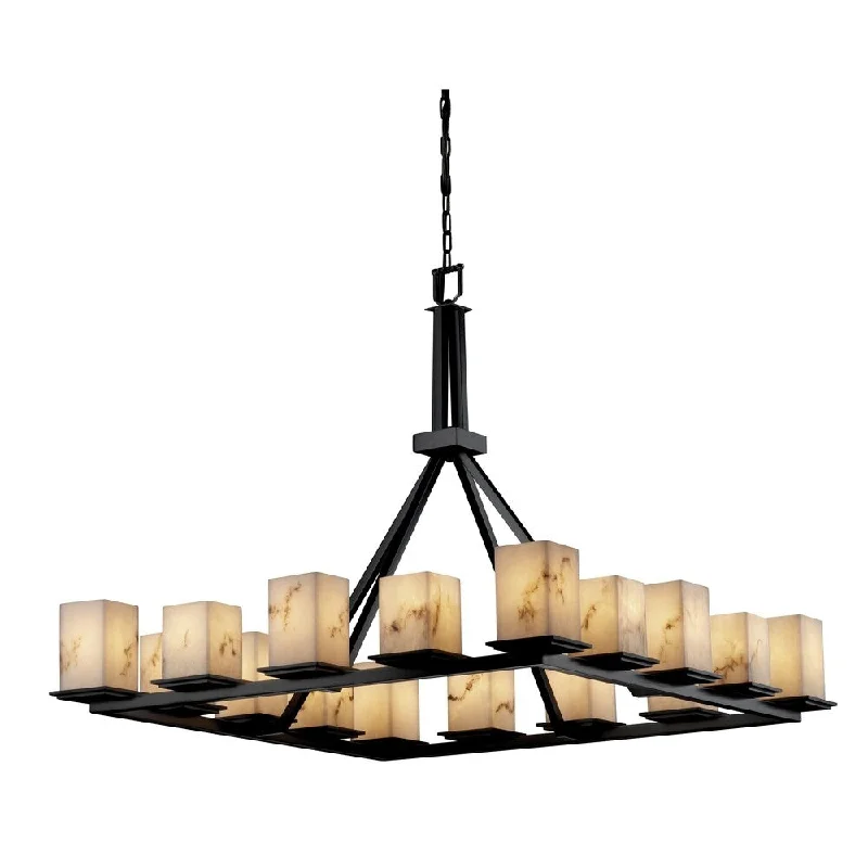 Chandeliers with Metal Frames in Copper FinishChandeliers with Metal Frames in Copper FinishJustice Design LumenAria-Montana Black Ring Chandelier, Square with Flat Rim