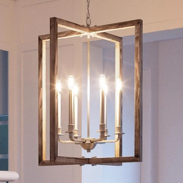 Chandeliers with Frosted Glass for a Softer Light DiffusionChandeliers with Frosted Glass for a Softer Light DiffusionUHP2741 Modern Farmhouse Chandelier, 28-3/4"H x 26"W, Galvanized Steel Finish, Brighton Collection