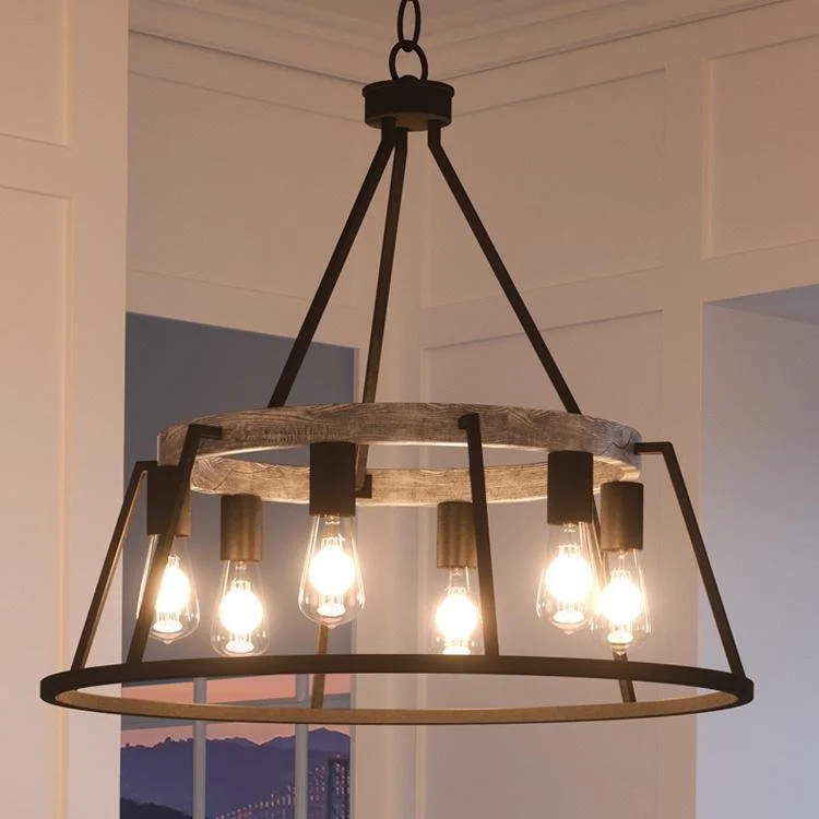 Chandeliers with Dimmable Lights for Ambiance ControlChandeliers with Dimmable Lights for Ambiance ControlUQL2810 Industrial Chandelier, 24"H x 24.5"W, Ash Black Finish, Bergen Collection Chandeliers with Dimmable Lights for Ambiance ControlChandeliers with Dimmable Lights for Ambiance ControlUQL2810 Industrial Chandelier, 24"H x 24.5"W, Ash Black Finish, Bergen Collection