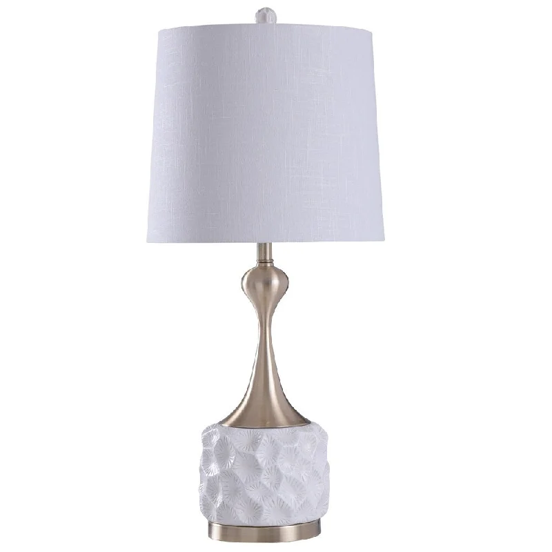 wooden table lamps with natural grain for a warm and organic feelwooden table lamps with natural grain for a warm and organic feelBrogan White and Silver Table Lamp - White Shade