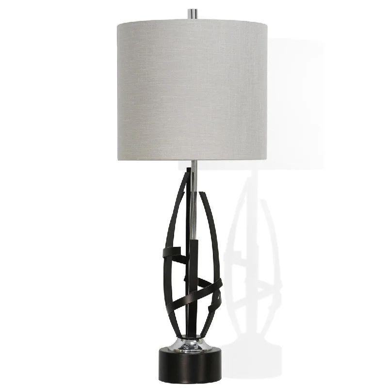 industrial style table lamps with exposed bulbs for loft apartmentsindustrial style table lamps with exposed bulbs for loft apartmentsStyleCraft Drayton Chrome and Brown Sculptural Table Lamp with Oatmeal Drum Shade